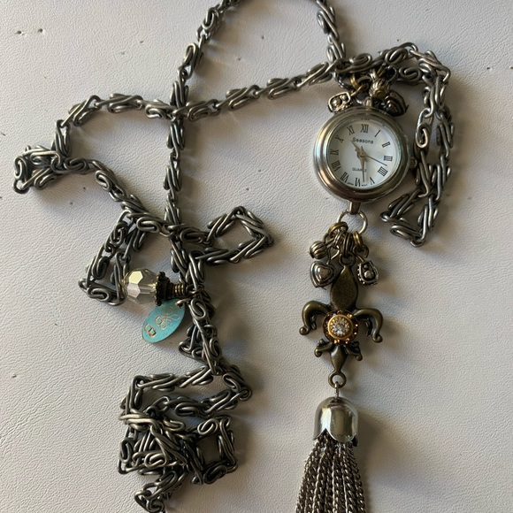 Necklace watch Pendant fleur de Lis tassel - Picture 9 of 12